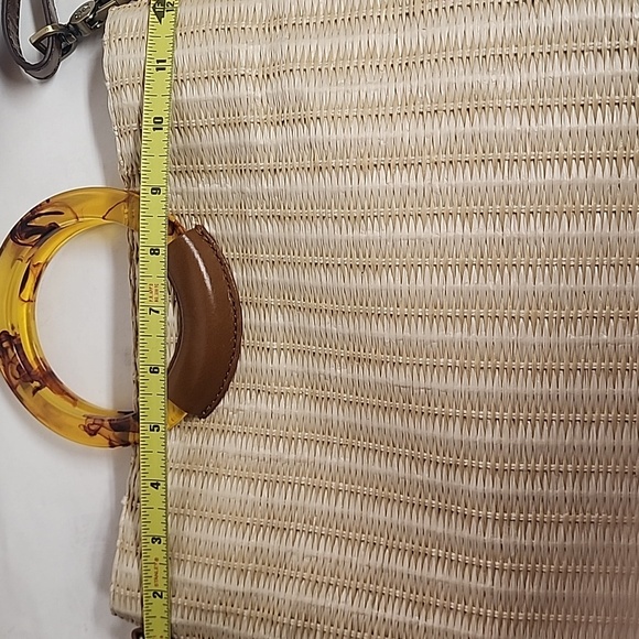 Hobo Tan & Brown Sheila Crossbody Bucket Bag Natural Woven Raffia & Leatjer - Picture 8 of 10